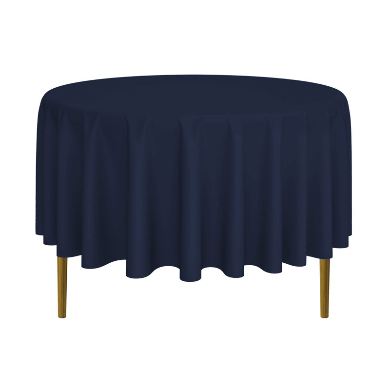 Solid Color Round Tablecloth, Navy Blue, 90" x 90"