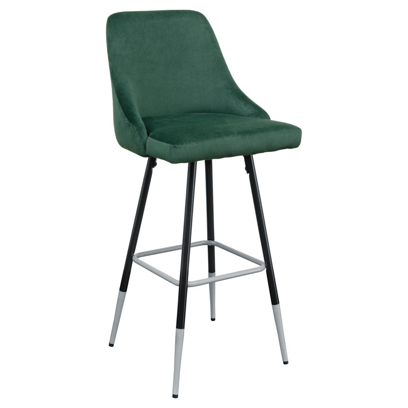 Darmstadt Upholstered Counter Stool with Solid Wood Frame, Green