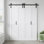 Portes de grange pliantes en bois double 84 po avec quincaillerie d'installation 84 po