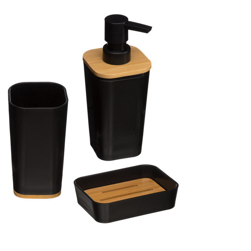 Coppedge 3 Piece Black Bathroom Accessory Set, White