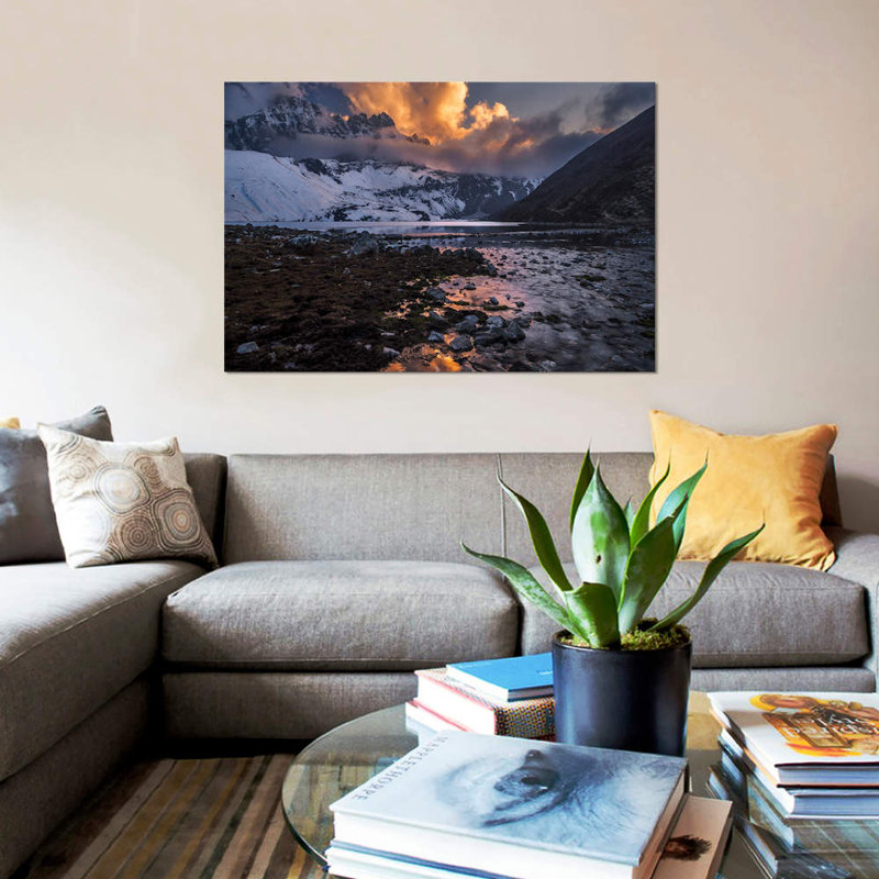 « gokyo fire », reproduction de photo sur toile, H 26 po x l 40 po x P 1,5 po, Toile tendue, Pas de tapis