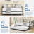 Twin Daybed with Trundle & Arched Headboard, Sturdy Metal SofaBed for Living Room & Guest Room