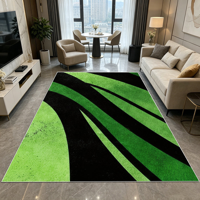 1PC Abstract Green & Black Tropical Leaf Watercolor area rugs for Living Room, Soft and Comfortable, Suitable for all seasons, easy-to-maintain, machine washable Indoor floor mat, Under Table Farmhouse suitable for under dining table, bedroom,