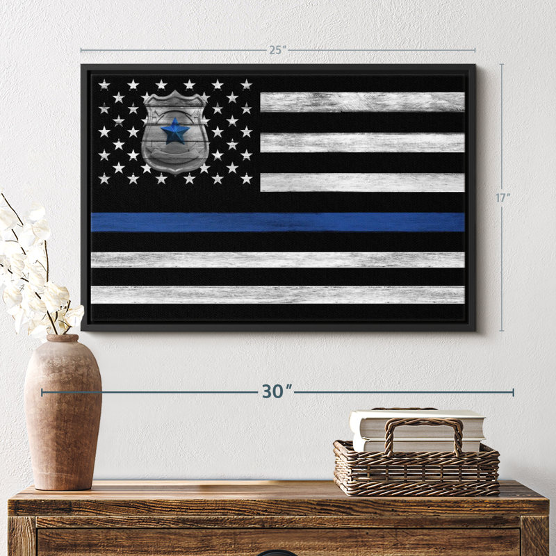 " Police Blue Line USA Flag ", 17" H x 25" W