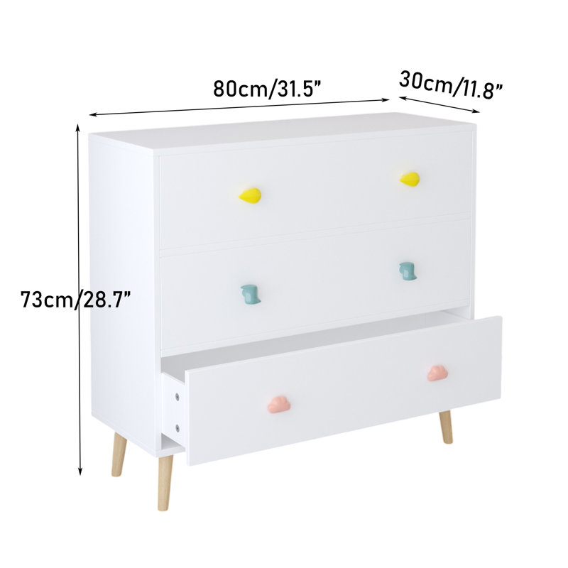 Commode 3 tiroirs, Blanc