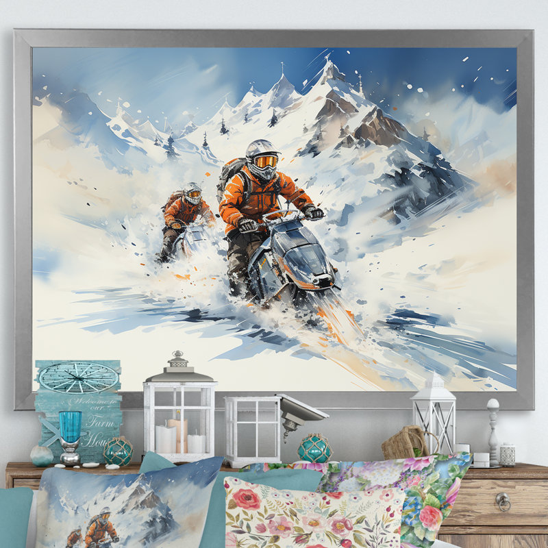 Slope Randonnée Ski Expedition III - Randonnée, art mural, Cadre de coin argenté fermé, H 24 po x l 32 po x P 1 po