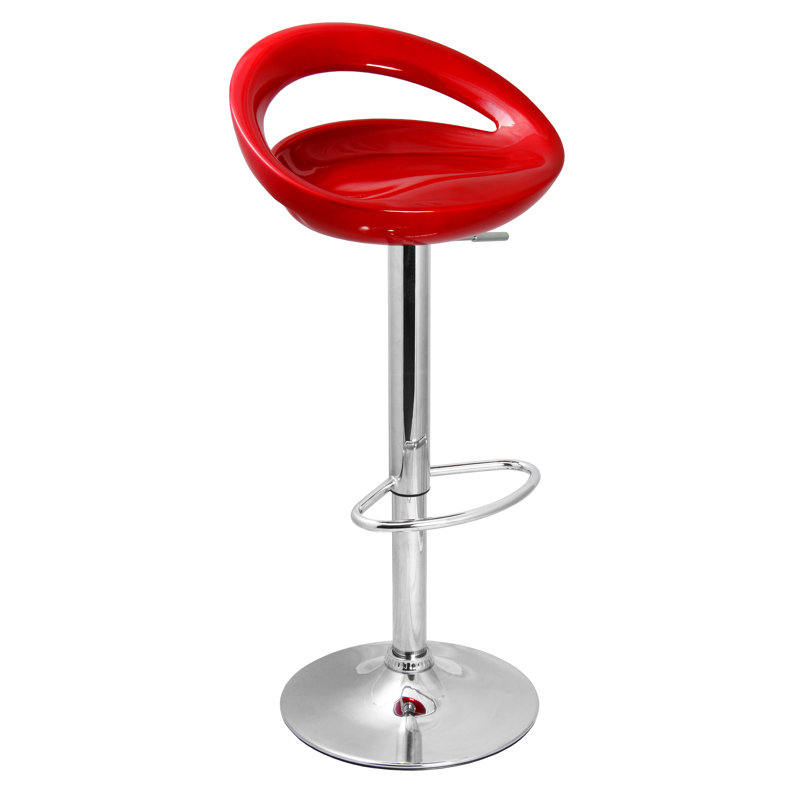 Basham Swivel Adjustable Height Counter Stool with Metal Frame, Red