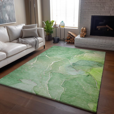 Premium Machine Washable Cerrito AMF511 Green Rug