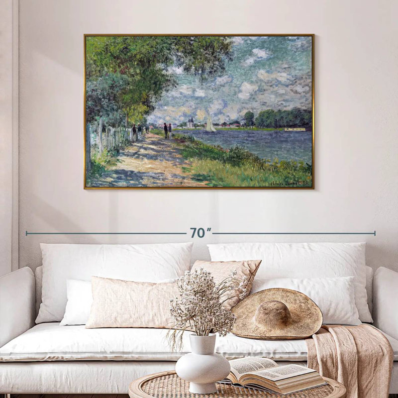La seine à Argenteuil, 1875, 46 po x 31 po, Cadre flottant doré