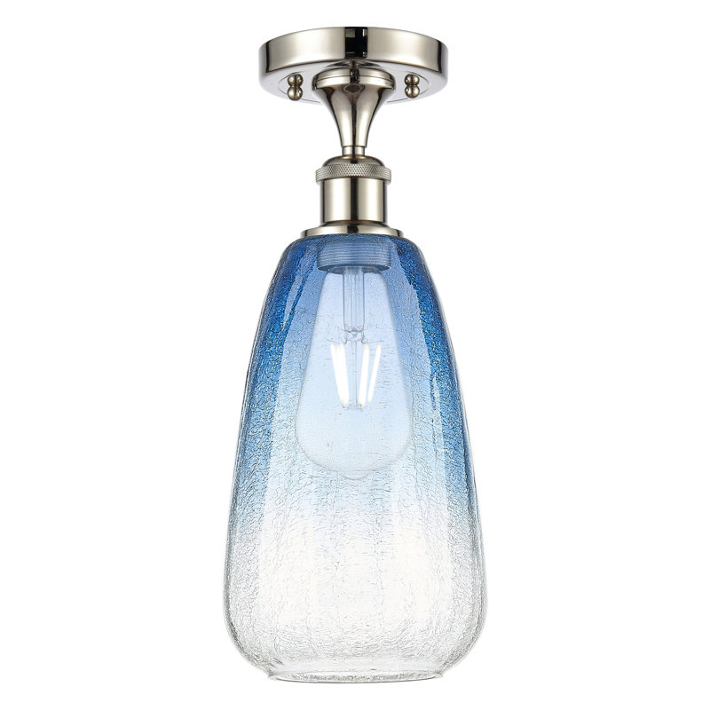Plafonnier semi-encastré 1 lumière 6 po Ballston - Brookhaven Amande, Nickel poli, Bleu saphir