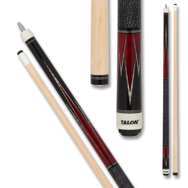 Talon TL17 Black Pool Cue 19oz with Red Points & Wrap, Black/Red