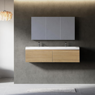 Meuble-lavabo mural avec lavabo à surface solide