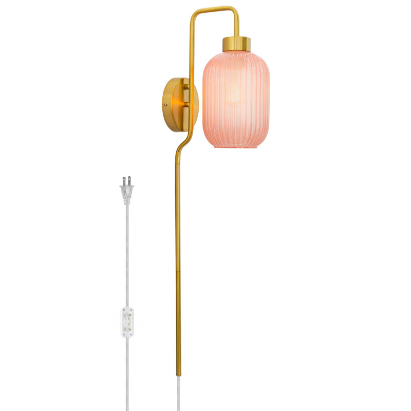 Gracieleigh Iron Plug-in Armed Sconce, Pink