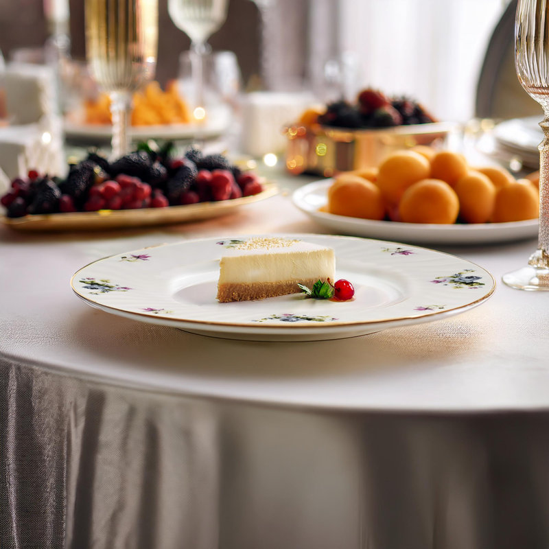 Ramsha 7.5-inch Porcelain Salad/Dessert plate, floral & 24k gold trim (set of 6)