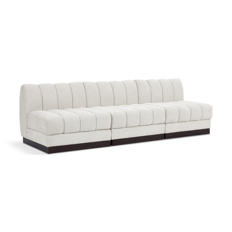 Quinn 96" Upholstered Sofa, Cream Chenille Fabric