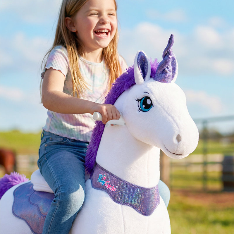 Model E Ride On Unicorn, Mauve, Size 4 for Age 4-7