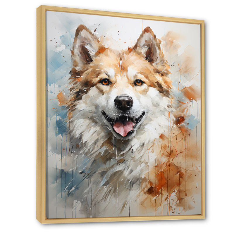 Dog Akita Affection sur toile, H 32 po x l 16 po x P 1 po, Cadre naturel flottant