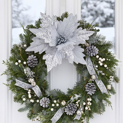 Décoration de Noël (1 pièce) - Fleurs artificielles en tissu pour sapin de Noël, mariages, fêtes, salles et autres décorations - Idée cadeau pour les fêtes