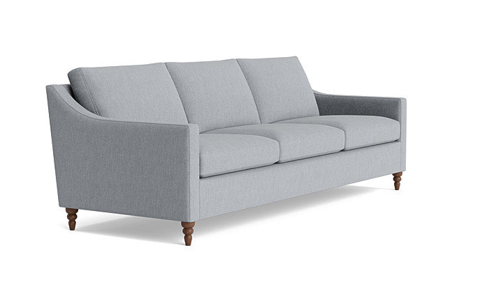 Vera Sofa (95"), Performance Weave - Natural, Walnut Finish (Turned)