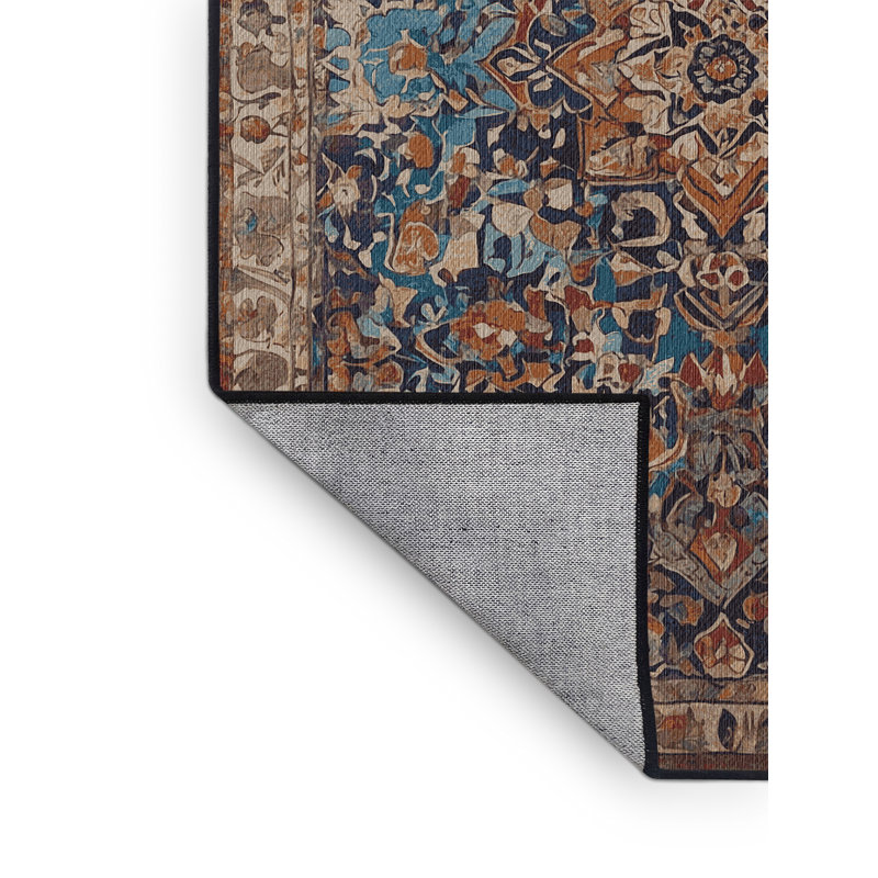 Machine Washable Black Area Rug, Rectangle 6' x 9'