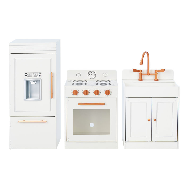 Cuisine de jeu modulaire Teamson Kids Little Chef Paris avec réfrigérateur, four, évier et or rose