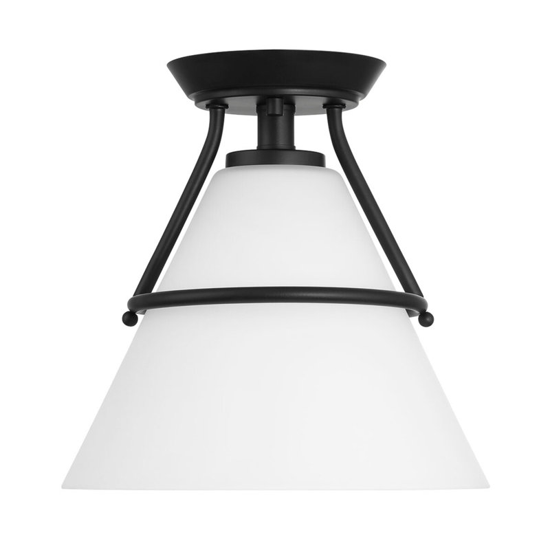 1 LT Ceiling Light in Matte Black, White Opal, Matte Black