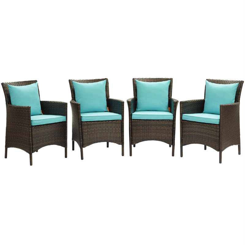 Fauteuil de patio extérieur en rotin et osier Conduit par Modway, Turquoise, Brun