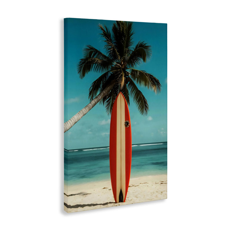 Palmier simple et toile de planche de surf, design par LSR Design Studio, H 24 po x l 16 po