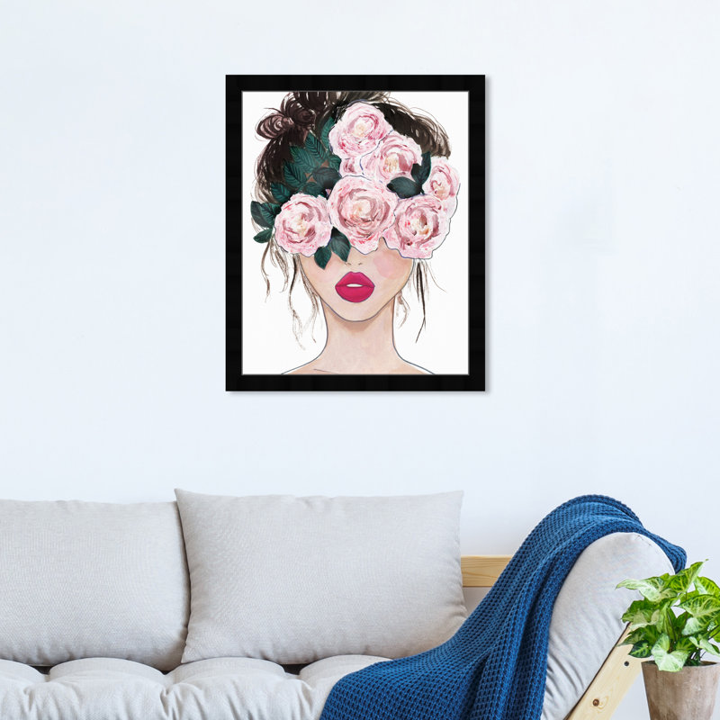 Flower Blind - Shadowbox, peinture sur papier, Cadre noir, H 22 po x l 18 po