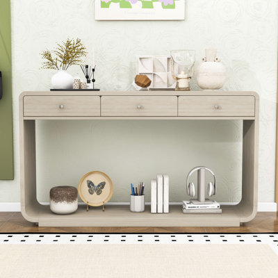 Wooden Console Table with 3 Drawers