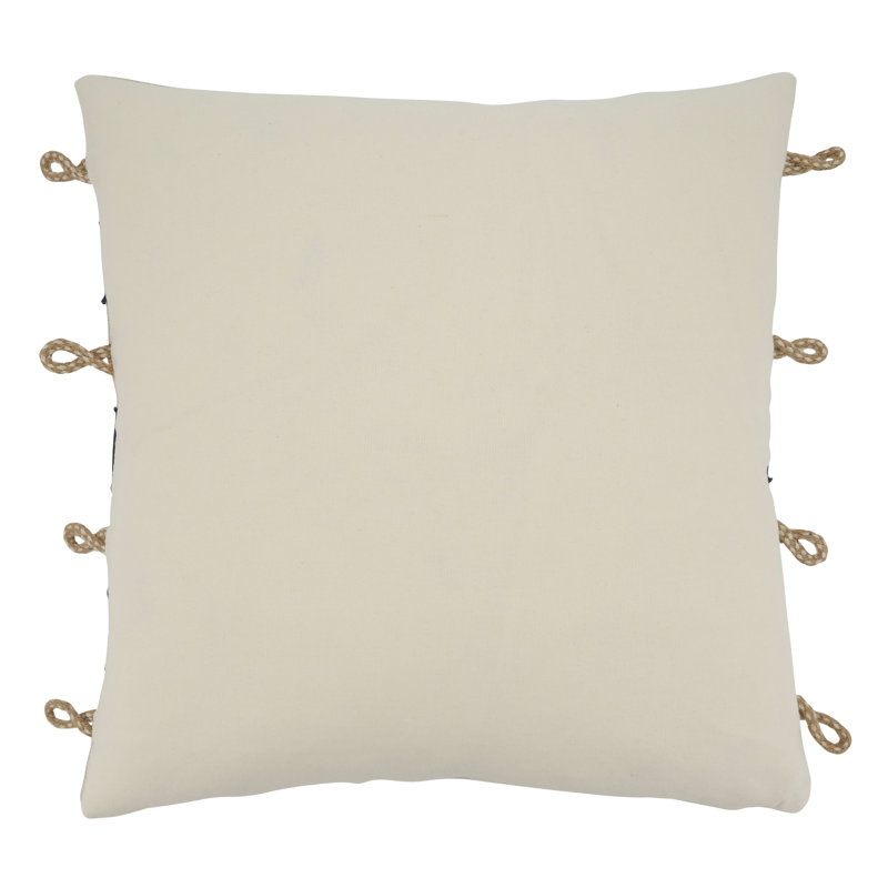Navy Blue Square Rope Applique Throw Pillow with Poly Filling
