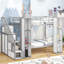 Lit superposé simple en métal en forme de château avec garde-robe et rangements multiples + blanc