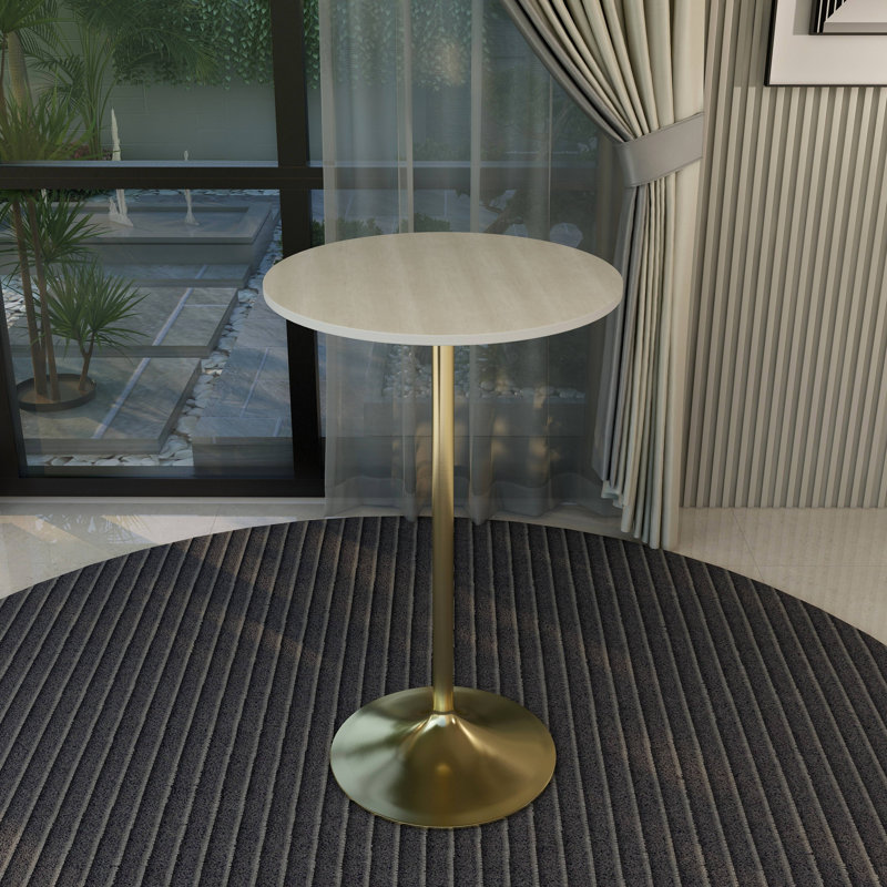 Table de salle à manger à hauteur de bar moderne avec plateau en résine et base en acier Heatherton, Noir