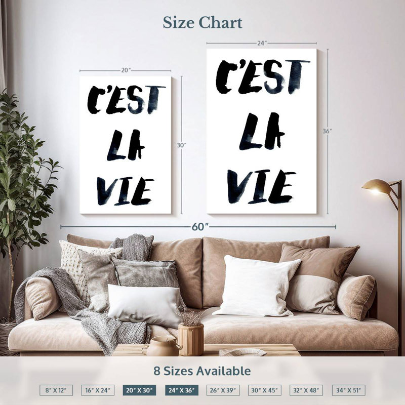 Tergel C'est La Vie Typographie II, H 36 po x l 24 po