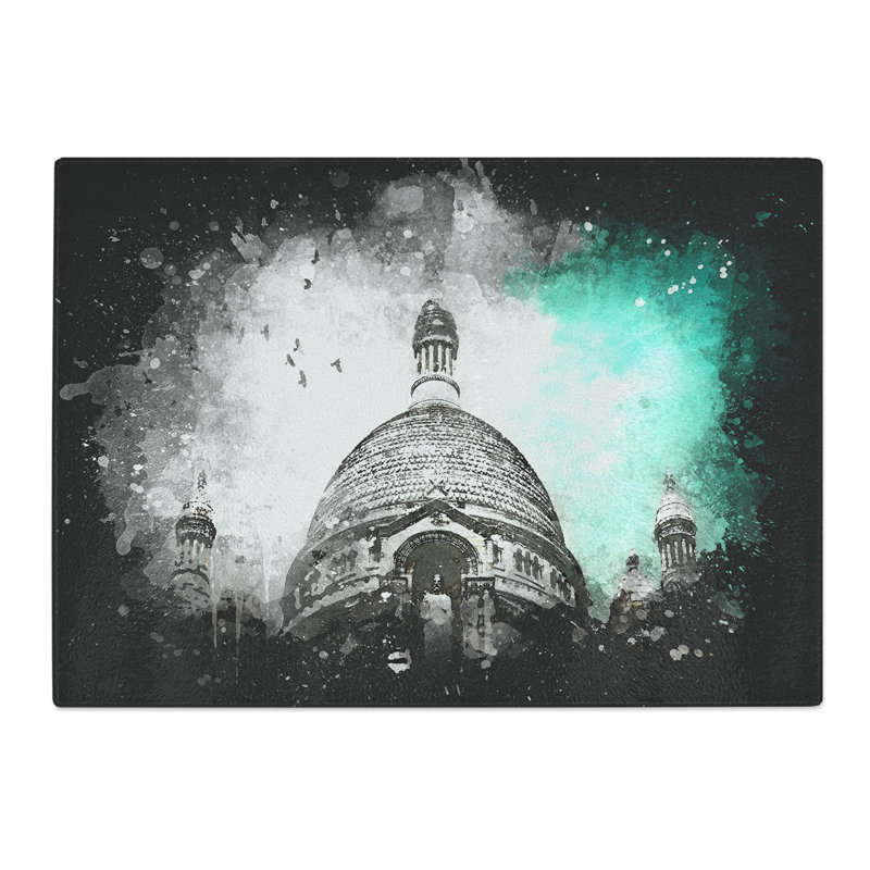 Tempered Glass Birds Above Sacre Coeur Paris Chopping Board, 20 cm x 28.5 cm