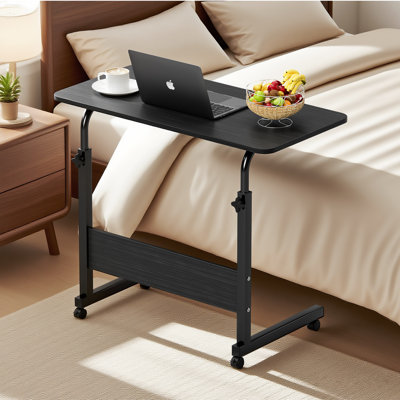 Height Adjustable Standing Desk With Lockable Rolling Wheels For Home Office, Living Room And Bedroom, Portable Side Table For Sofa And Bed