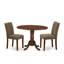 L'ensemble de salle à manger 3 pièces contient une table de salle à manger ronde avec Dropleaf et 2 chaises Parson rembourrées en tissu de café, 42 x 42 pouces, acajou-242546789-194567317-194567319