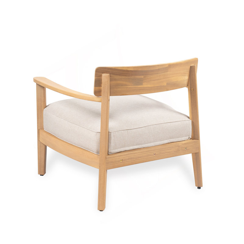 Fauteuil club en bois d'acacia avec coussin de siège Mallorca, ensemble de 2, 2