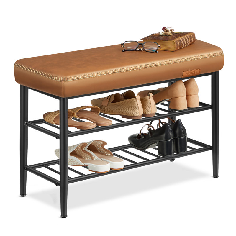 Banc de rangement pour 8 paires de chaussures, Brun caramel