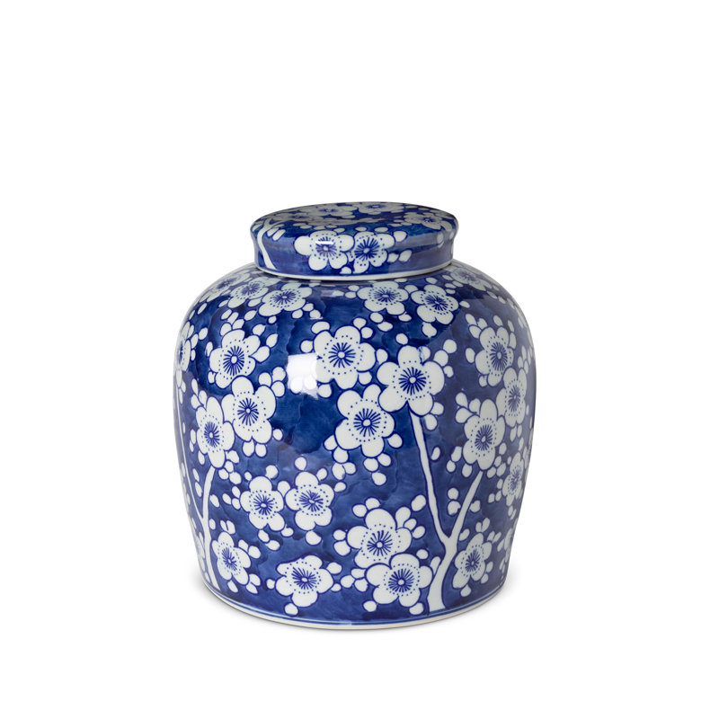 Imperial Ceramic Floral Ginger Jar, Blue And White, Small