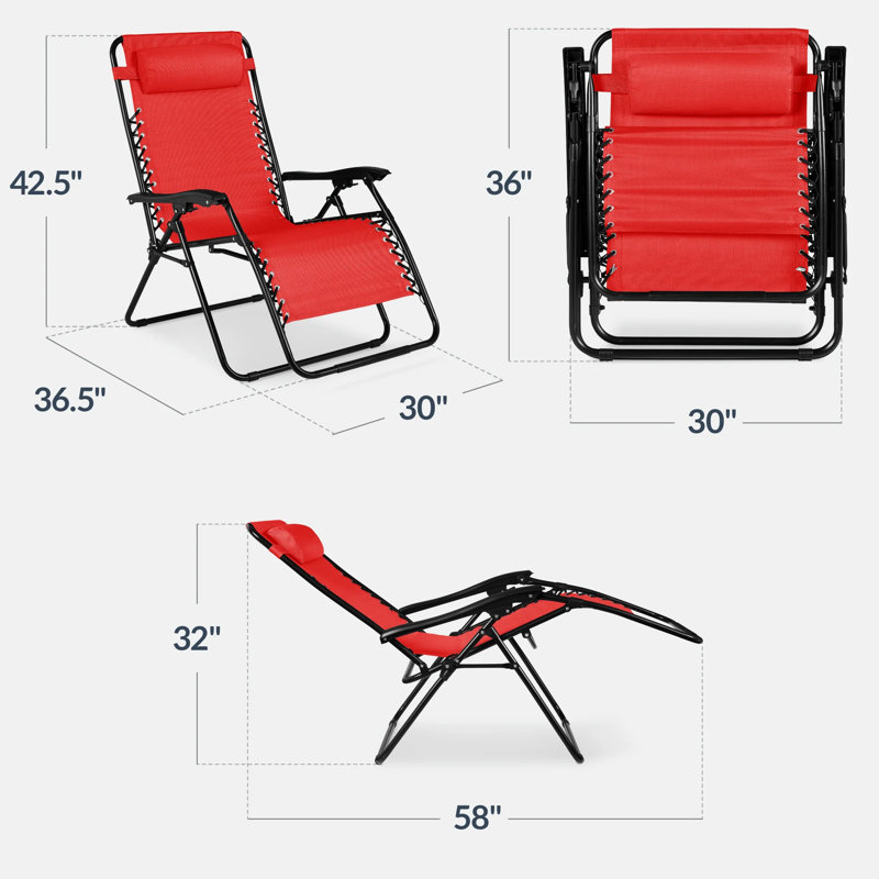 Set Of 2 Zero Gravity Patio Chair, Crimson Red