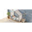 Lits robustes en bois pour enfants, lit sur pied gris Montessori avec auvent, style maison moderne