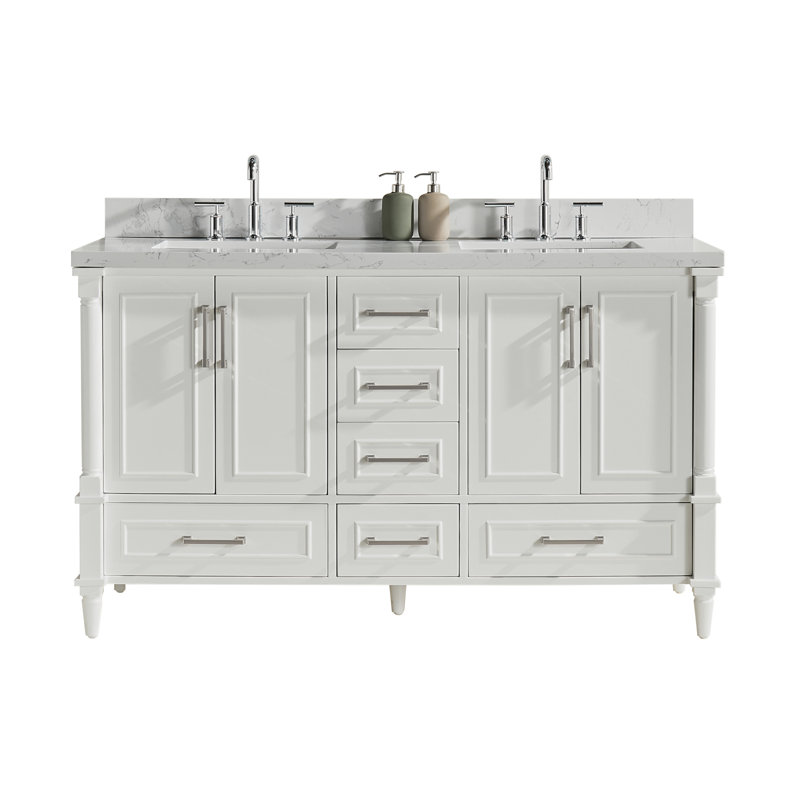 Meuble-lavabo autoportant 60 po à double cuve 60 po