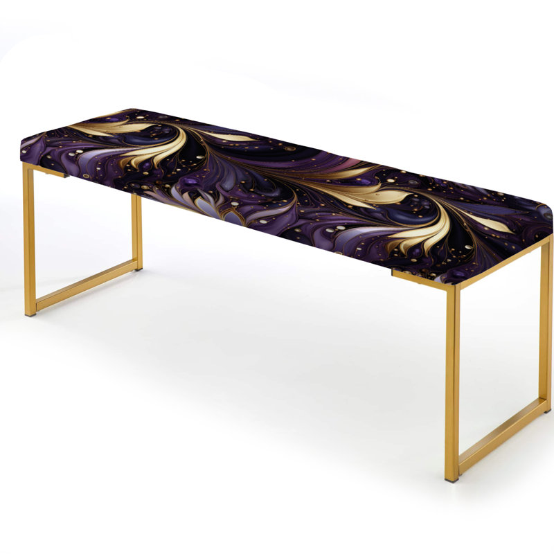 Motif de marbre améthyste doré et mauve - Banc rembourré or marbré