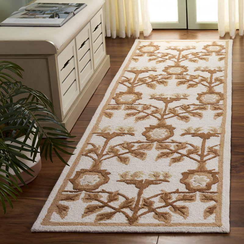 Earthly Treasures Hand Tufted Wool;Cotton;Viscose Floral Indoor Rug, Runner 2'3" x 8'