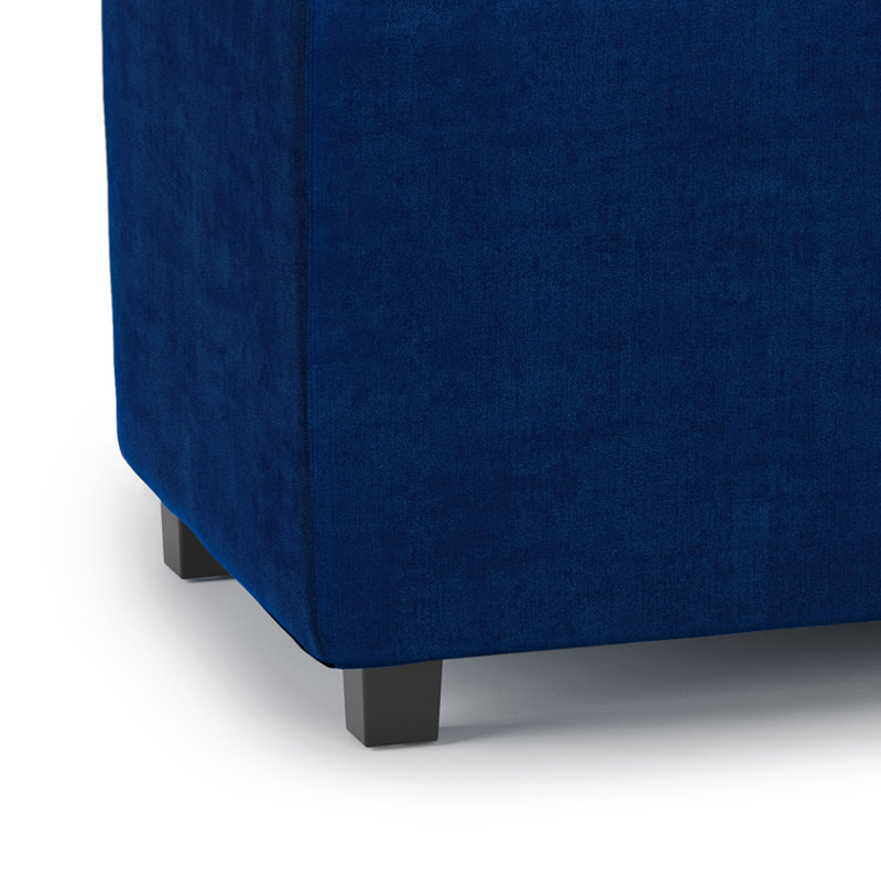 Avalon 42" Blue Velvet Rectangular Storage Ottoman with Tray
