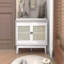 Banc d'entrée bohème en rotin avec rangement, banc à chaussures rembourré avec double porte, banc organisateur de chaussures en bois pour entrée et couloir (blanc + beige)