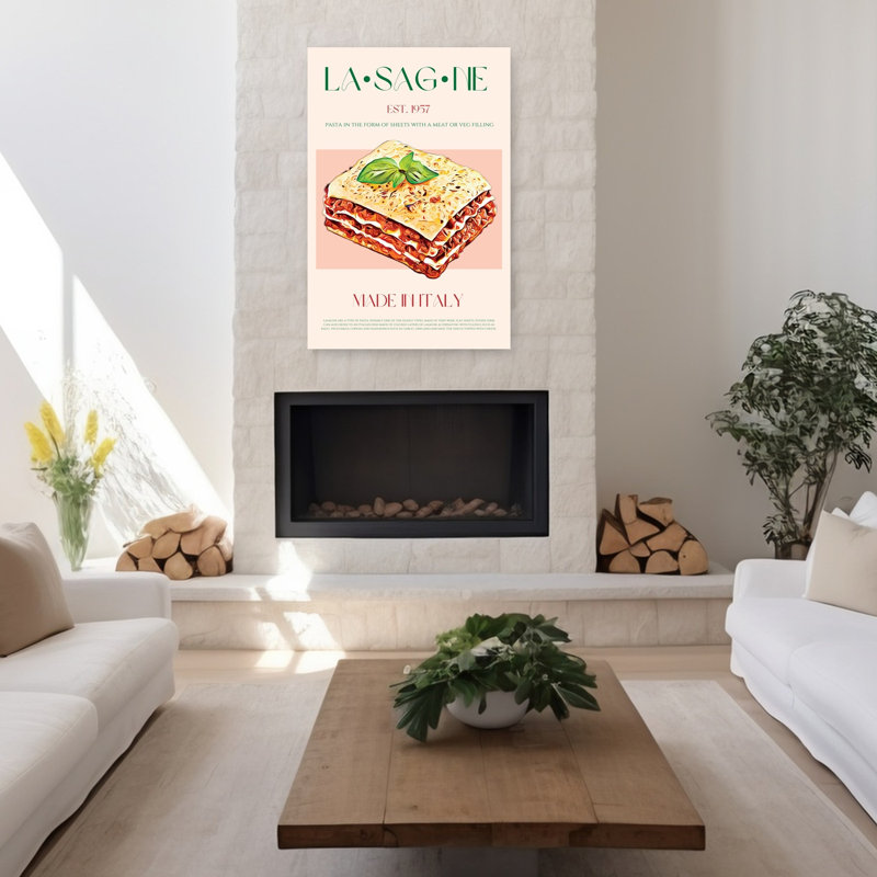 Lasagne italienne classique classique, art mural traditionnel, H 48 po x l 32 po