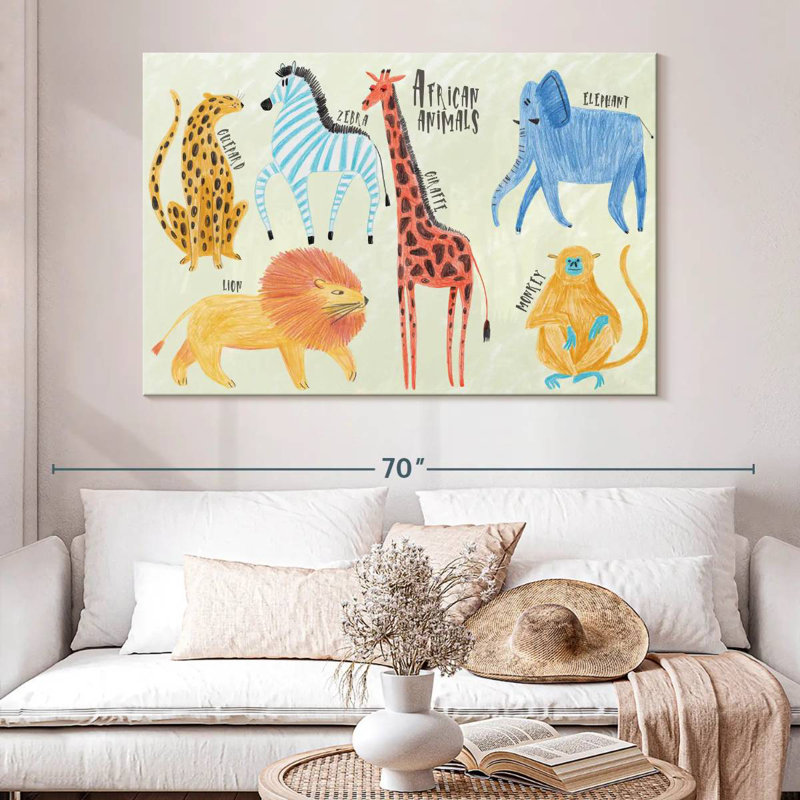 Charte des animaux du safari Brampt, H 34 po x l 51 po