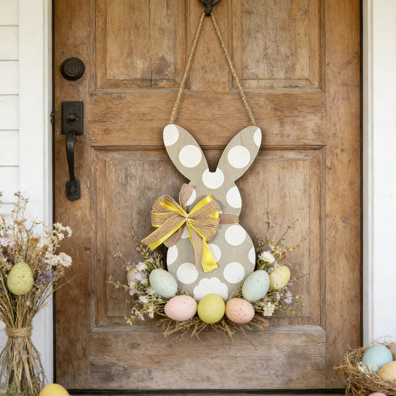 Ornements de Pâques en forme de œuf de poule de Pâques, décorations suspendues en bois, D